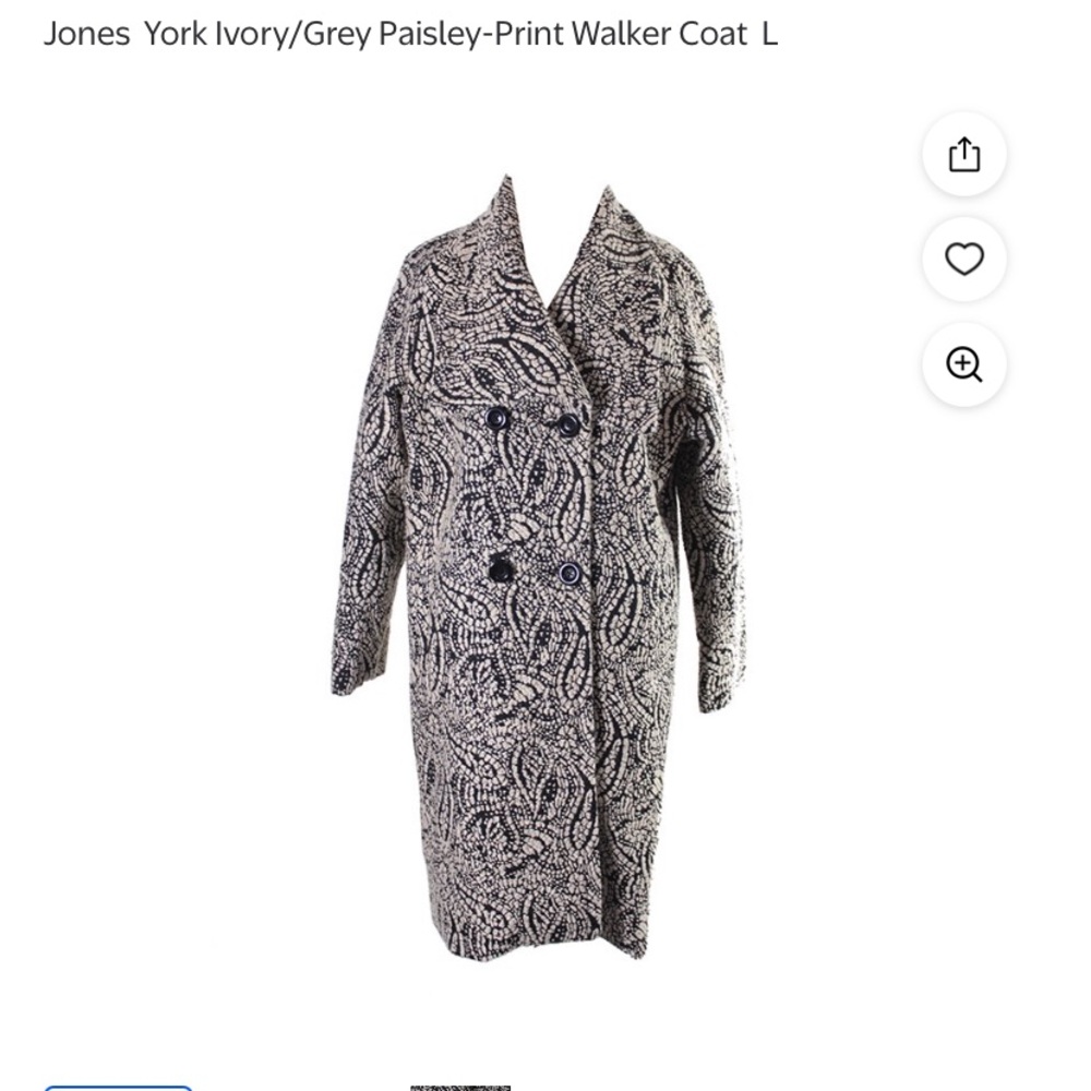 Jones NewYork Jones New York Ivory/grey Paisley Print Coat
